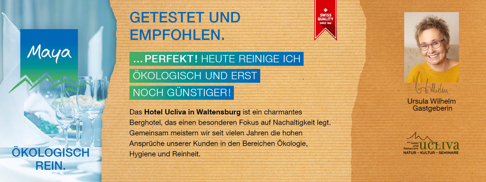 Ursula Wilhelm Gastgeberin Das Hotel Ucliva in Waltensburg ist ein charmantes Berghotel, das einen besonderen Fokus auf Nachaltigkeit legt. Gemeinsam meistern wir seit vielen Jahren die hohen Ansprüche unserer Kunden in den Bereichen Ökologie, Hygiene und Reinheit.