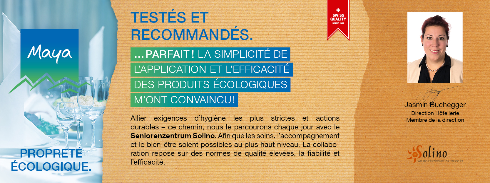 Jasmin Buchegger Direction Hôtellerie, Membre de la direction Allier exigences d’hygiène les plus strictes et actions durables – ce chemin, nous le parcourons chaque jour avec le Seniorenzentrum Solino. Afin que les soins, l’accompagnement et le bien-être soient possibles au plus haut niveau. La collaboration repose sur des normes de qualité élevées, la fiabilité et l’efficacité.